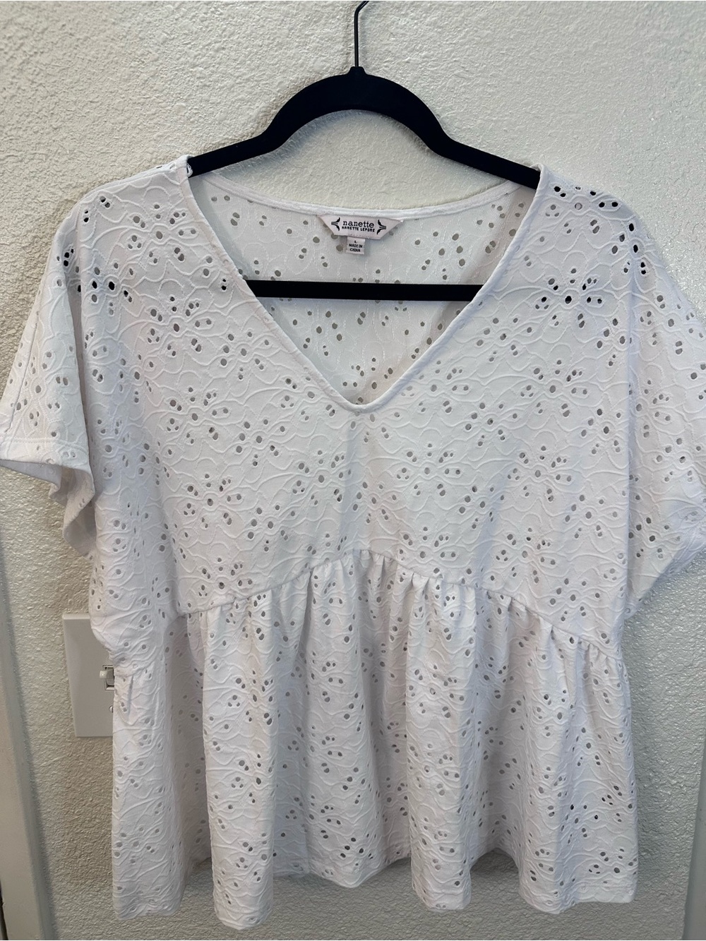 Nanette Lepore White Eyelet Top